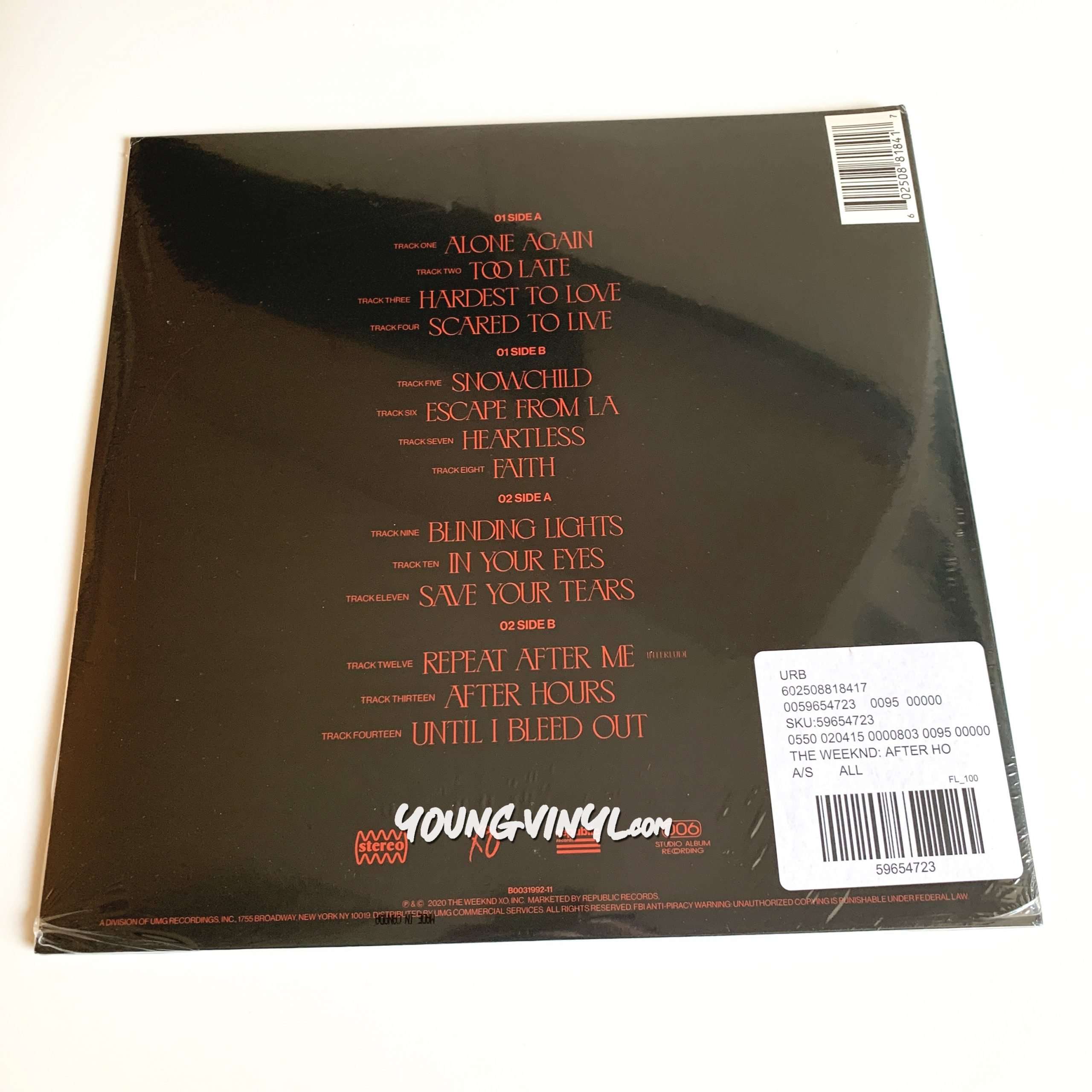 The Weeknd After Hours Vinyl UO Clear with Black Splatter - Young Vinyl